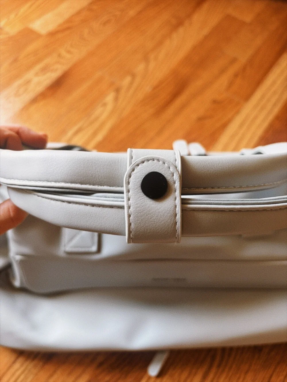 Gray Soft Leather Weekender Duffle Bag